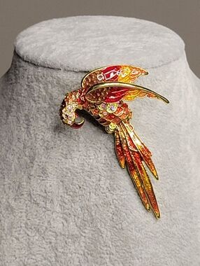Fiery Tropical Bird Brooch